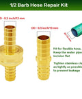 Top Rated Heavy Duty Garden Hose Repair Kit With Four Complete Sets Featuring Solid Brass Barb Couplings Plus GHT Male Female Adapters For Easy Fixed Or Flexible Setup, 1/2 inch 13 mm brass hose connectors