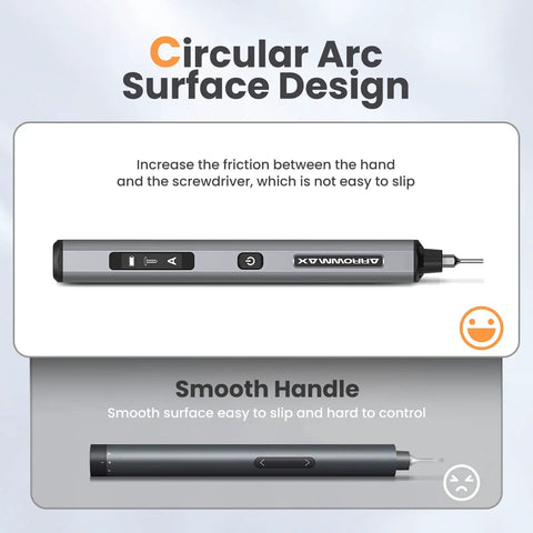 Cordless Precision Screwdriver Set With 34 Magnetic Bits, Smart Motion Control, Pro Grade, Space Gray handle design