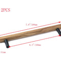 Walnut Solid Wood Pull Handles With Black Aluminum Base For Cabinets And Drawers, Round Black Base, 160mm Hole Center, 7.9 Inch Length