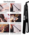 User instructions for Infrared Ultrasonic Hair Straightener With Ceramic Flat Iron Technology for frizzy damaged hair heatless therapy.