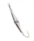 Precision Spoon Squid Fishing Lure For Spanish Mackerel Bluefish Tuna And More Size Zero With Ball Bearing Swivel Five Pack Assorted Chrome Pink Flash Silver Flash Chartreuse Flash Gold Flash Tackle Pro Grade Gear, silver spoon-squid lure with swivel and hook
