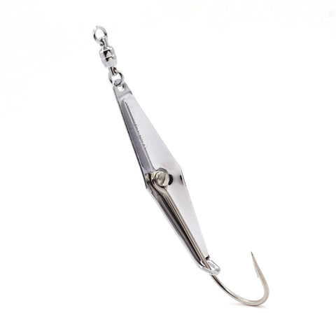 Precision Spoon Squid Fishing Lure For Spanish Mackerel Bluefish Tuna And More Size Zero With Ball Bearing Swivel Five Pack Assorted Chrome Pink Flash Silver Flash Chartreuse Flash Gold Flash Tackle Pro Grade Gear, silver spoon-squid lure with swivel and hook