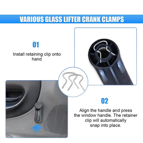 Eight Pack Car Window Crank Retainer Clips Kit Universal Door Handle Metal Retaining Clips For Most Vehicles, installation instructions
