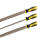 Eight Inch Carbon Steel Wood Rasp File Set Three Piece Kit, heavy duty tools for shaping hardwood and softwood.