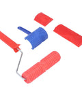 Complete Wood Graining Roller Kit Comes With Slick Rubberized Paint Rollers And Multiple Pattern Attachments For Effortless Faux Finish Wall Art And Wood Furniture Makeovers With Zero Sweat Or Hassle, featuring red rubberized roller and blue textured attachments.