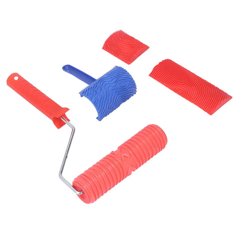 Total Game Changer Wood Roller Painting Tool Set Featuring Hella Slick Rubber Texture Pattern Rollers for painting surfaces.
