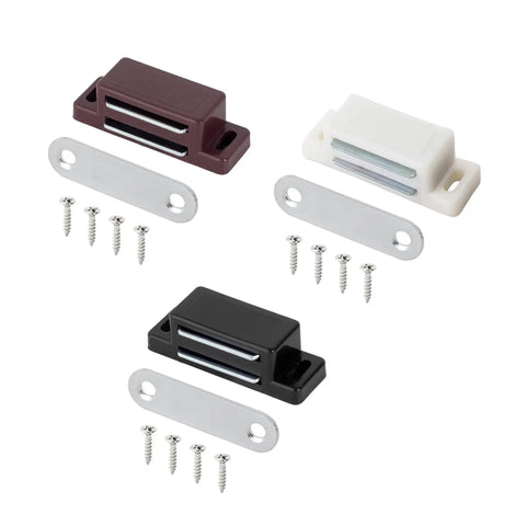 Magnetic Cabinet Latch White Plastic 4 Pack for Kitchen Cupboards and Furniture Easy Install Magnetic Door Catch for Cabinets Durable White Hardware Fitting