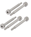 Five Pack 304 Stainless Steel Hex Socket Shoulder Bolt With M4 Full Thread and precise five millimeter center pin, durable design.