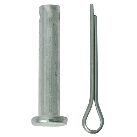 Steel mounting pin and hairpin cotter for linear actuator, galvanized finish, 2 pieces.
