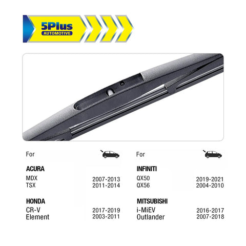 12 Inch Rear Wiper Blade Replacement For Honda CRV 2017 2022 Element 2003 2011 Nissan Murano 2009 2024 model compatibility shown