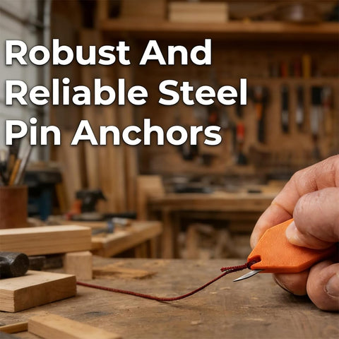 Rope Anchor Hook For Chalk Line Use One Handed Rope Fixation Tool Portable Marking Hook in use on wooden surface.