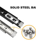 Three Section Stainless Steel Drawer Slides With Damping Buffer With Solid Steel Ball Bearings