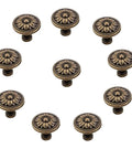 10 Antique Bronze Flower Knob Set For Cabinets And Drawers, Premium Flower Shape Cabinet Hardware Pulls With Screws, Vintage Style