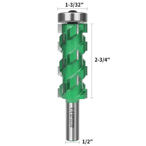Pro Grade Flush Trim Router Bit With Twenty Carbide Tips One Half Inch Shank Two To Three Quarter Inch Cut Length Compression Design