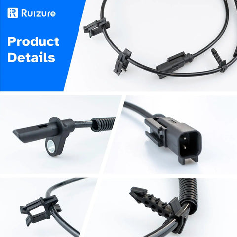 Rear Abs Wheel Speed Sensor For Chevy Traverse Buick Enclave Gmc Acadia Driver Or Passenger Side Direct Bolt On Design No Sweat Install close-up views of connector and cable.