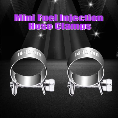 12Pcs 14mm-16mm 304 Stainless Steel Mini Fuel Injection Line Style Hose Clamp Set for autos, farming rigs, plant setups