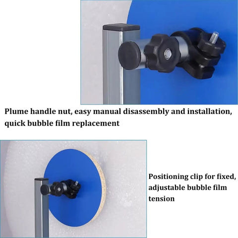 Nail Down Your Packing Routine With This Wall Mounted Bubble Wrap Dispenser showing adjustable positioning clip for easy film replacement.