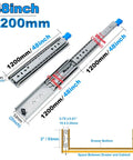 Heavy Duty Steel Drawer Slides With Secure Lock, Side Mount Ball Bearing Runners For Toolboxes And Rv Bins, Adjustable Locking Slide Out Tracks Set Of 2 measuring 48 inches with dimensions labeled.