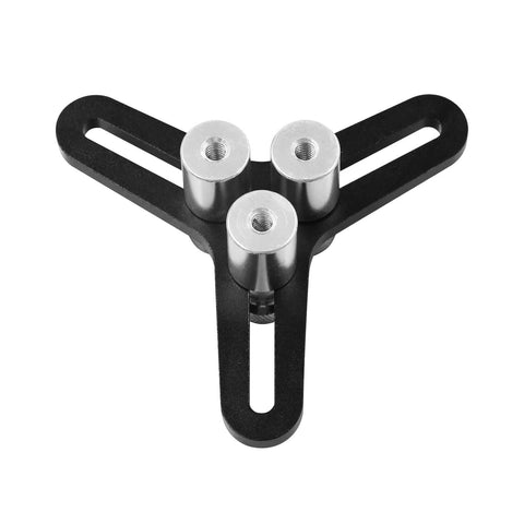 Universal piston ring squaring tool for end gaps 2–5 in bores; black frame with three silver metal spacers (top view)