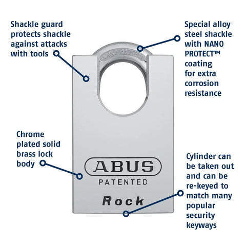 Rekeyable Chrome Plated Brass Padlock With Shrouded Shackle And Dual Ball Bearing Locking For Tough As Nails High Security Steel Lock