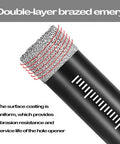 Close-up of Ten Pack 5mm 3/16 Inch Dry Diamond Tile Drill Bits Set With Round Shank Pro Grade showing diamond coating