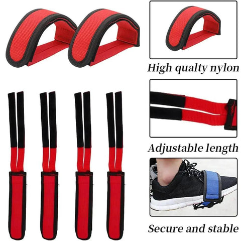 4 Pack Bike Pedal Straps For Kids, Adjustable Toe Clip Belts For Cycling, Red Nylon Foot Straps, 40cm Long, Multiple Views