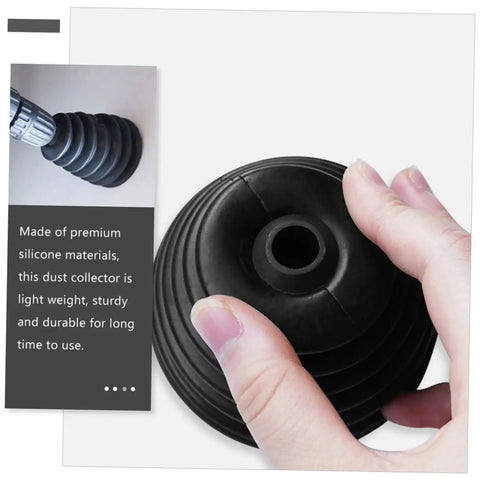 Close-up of a hand holding a lightweight silicone electric drill dust collector with a spacious bowl for easy cleanup.
