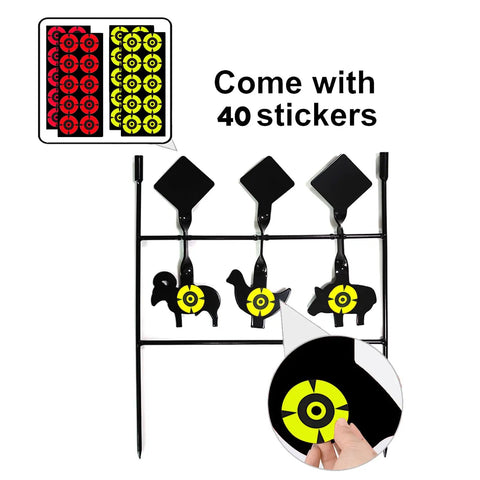 Auto Reset Animal Silhouette Target For Airgun And BB Gun Practice with heavy metal spinner and 40 stickers included