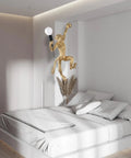 Dope Modern Resin Monkey Wall And Table Lamp With Hemp Rope Pendant Light For Home Decor White Finish in a bedroom setting