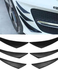 Upgrade Your Ride With These 6 Pcs Car Front Bumper Canards For Toyota Camry 2025 Hybrid Made From Durable Flexible Rubber To Boost Aerodynamics And Scratch Protection Without Fading Or Cracking In Extreme Weather. Matte black rubber canards shown on Toyota Camry front bumper