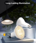 Snap Up These Top Shelf Par30 Led Bulbs Featuring Smart Dusk To Dawn Photocell Sensor For Hassle Free Yard Lighting, 11 Watt Flood Light Two Pack Non Dimmable, showing dimensions and warm white light.