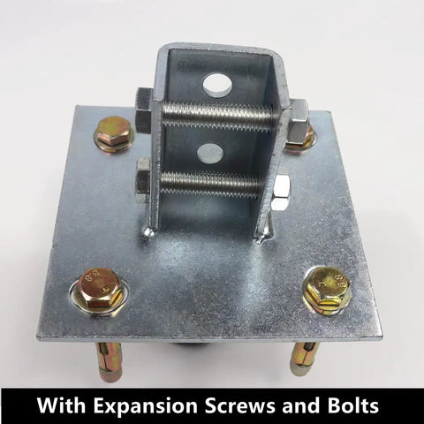 Four Pack Post Base Kit With Expansion Screws And Bolts For One And Five Eighths Inch Strut Assembly Galvanized Steel Rustproof Six By Six Inch Square Base Heavy Duty Outdoor Fence Deck And Railing Support