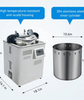 Front view of WEST TUNE 18L autoclave sterilizer with LED display; 304 stainless steel inner cylinder shown.