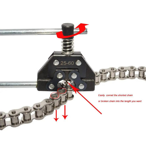 All In One Roller Chain Breaker Cutter Kit For 25 To 60 Chain Sizes With Chain Holder and Puller Replacement Set in use