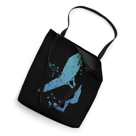 Top view of Colorsplash Wing Foil Tote Bag For Wing Surfing Enthusiasts Man Design A Funky Watercolor Splash Look with blue print