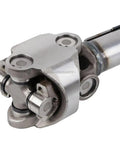 Close-up of Heavy Duty Front Driveshaft For Jeep Grand Cherokee Wj Four Wheel Drive 2001 To 2004 with robust joints and steel housing.