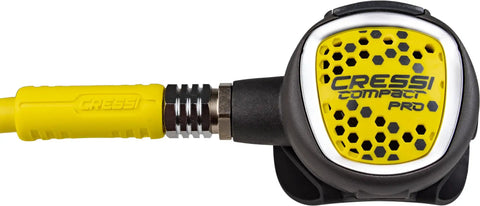 Ultra Compact Scuba Octopus Regulator for Diving, yellow and black ABS elastomer, designed for low-profile smooth breathing