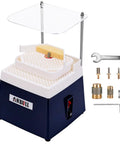 Dual Layer Stained Glass Grinder With Four Size Diamond Bits For Rapid Coarse Grinding And Butter Smooth Fine Polishing Professional Art Tooling, featuring a compact design with accessories.