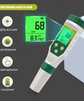5 In 1 Water Tester With LCD Backlit For pH TDS EC Salt And Temperature Readings Digital Meter showing LCD and control buttons