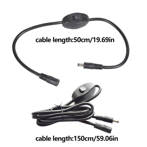 Heavy Duty Hella Reliable DC Extension Cable With Toggle Switch Slick Copper Build Plug And Play For Laptop Charging And Hardcore Gear Up To Thirty Six Volts And Fifteen Amps Measured At Fifty Centimeters, showing both 50cm and 150cm lengths.