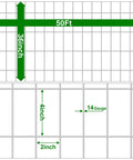 Diagram showing Welded Wire Fence Roll 36 Inch By 50 Foot Galvanized Hardware Cloth 14 Gauge Mesh dimensions with 2x4 inch openings.