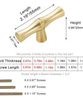 Dope Bamboo Shape Zinc Alloy Cabinet Knob Set 6 Pack Single Hole Golden Finish Built Tough For Dresser Drawer Cupboard Door Pulls With Smooth Edges Easy Install Classic Hardware Upgrade, 55mm knob with 25mm height