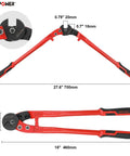 18 Inch Heavy Duty Steel Cable Cutter For Hard Wire Ropes, open and closed view with sharp chromium-molybdenum blades.