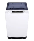 Compact 3.0 Cu Ft Top Load Washer In White Featuring Quick Wash Cycles Three Water Levels And Wrinkle Free Care, front view.