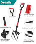 Heavy Duty Garden Pitch Fork With 5 Tines And 41 Inch Fiberglass Handle D Grip For Digging Soil, Composting, Spading