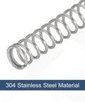 Close-up of a 50 Pack 304 Stainless Steel Compression Springs 0.6mm Wire By 5mm Outer Diameter By 10mm Free Length, silver tone