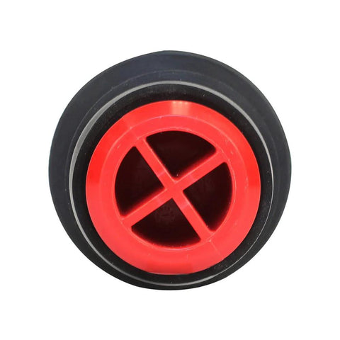 Red PlugAll mechanical test pipe plug for 1-1/2 in and 2 in DWV drains, front view
