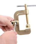 Heavy Duty 400A C Style Welding Ground Clamp With Screw Lock Solid Brass Earth Clamp 2.3 Inch Jaw Opening in hand