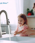 Brushed Nickel 3 Function Pull Down Faucet Spray Head Replacement Kit With 15 Adapters installed in kitchen sink