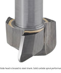 Pro Grade 3 Piece Bowl And Tray Router Bit Set With Half Inch Shank Solid Carbide Heads three flute design showing carbide head.